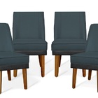 Kit 4 Cadeiras De Jantar Virgínia Composê Linho Azul Jeans E