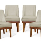 Kit 4 Cadeiras De Jantar Virgínia Composê Linho Bege E Couris