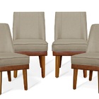 Kit 4 Cadeiras De Jantar Virgínia Composê Linho Castor E Cour