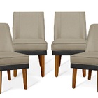 Kit 4 Cadeiras De Jantar Virgínia Composê Linho Castor E Cour