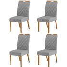 Kit 4 Cadeiras De Linho Para Sala De Jantar Wood Belgica Mel/