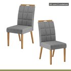 Kit 4 Cadeiras De Linho Para Sala De Jantar Wood Mel/cinza
