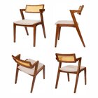 Kit 4 Cadeiras De Madeira Maciça Tauari E Rattan Natural Com