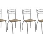 Kit 4 Cadeiras De Metal Portugal Sala De Jantar Cromado/bege