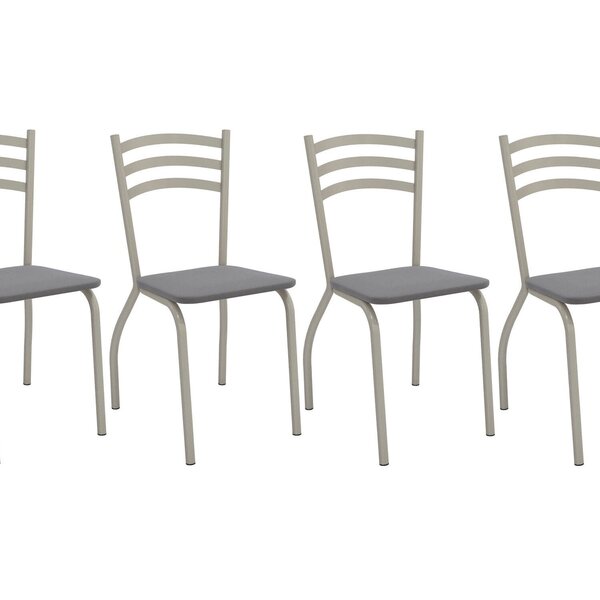 Kit 4 Cadeiras De Metal Portugal Sala De Jantar Nickel/cinza
