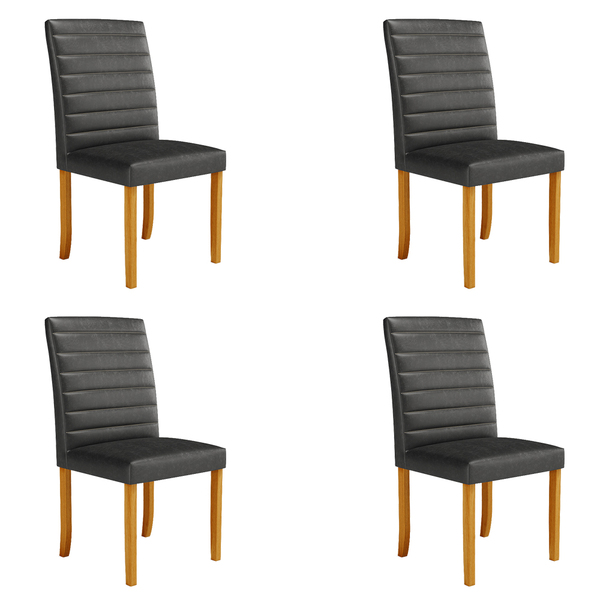 Kit 4 Cadeiras De Sala De Jantar Estofadas Veiga Madeira Maci