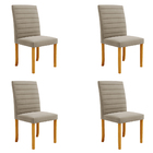 Kit 4 Cadeiras De Sala De Jantar Estofadas Veiga Madeira Maci