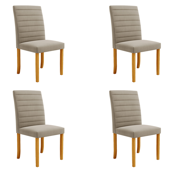 Kit 4 Cadeiras De Sala De Jantar Estofadas Veiga Madeira Maci