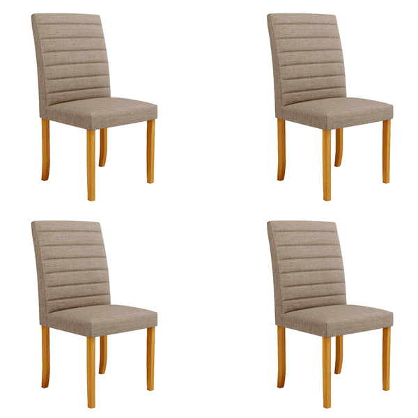 Kit 4 Cadeiras De Sala De Jantar Estofadas Veiga Madeira Maci