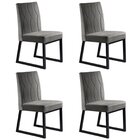 Kit 4 Cadeiras De Veludo Com Pés Metálicos Para Sala De Janta