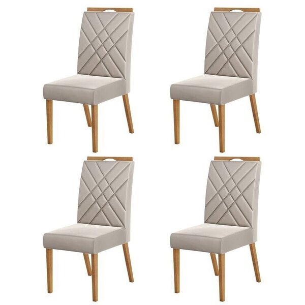 Kit 4 Cadeiras De Veludo Para Sala De Jantar Wood Belgica Mel