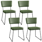 Kit 4 Cadeiras Decorativa Estofada Sala De Jantar Base Aço Al