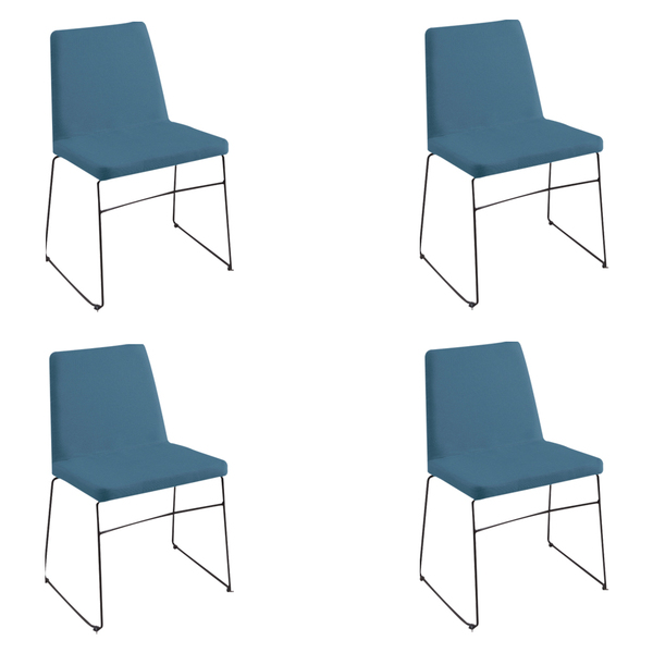 Kit 4 Cadeiras Decorativa Sala De Jantar Anne Linho Azul G17