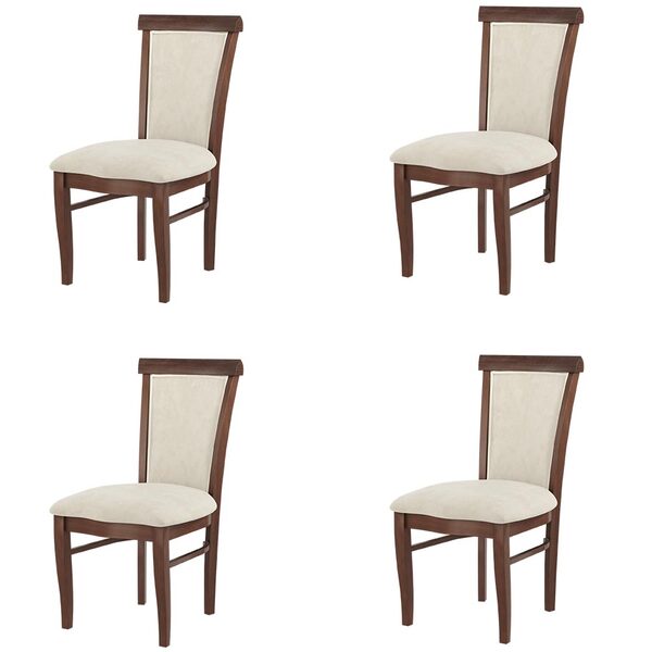 Kit 4 Cadeiras Decorativa Sala De Jantar Madeira Maciça Fabre