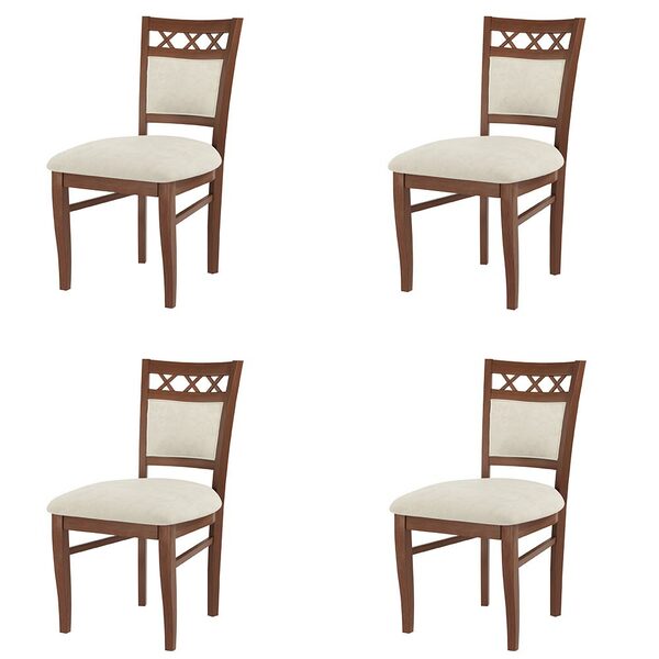 Kit 4 Cadeiras Decorativa Sala De Jantar Madeira Maciça Jacqu