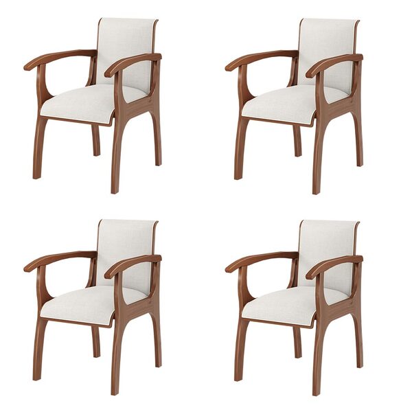 Kit 4 Cadeiras Decorativa Sala De Jantar Madeira Maciça Pedri