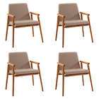 Kit 4 Cadeiras Decorativa Sala De Jantar Sidnei Linho Bege G1