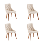 Kit 4 Cadeiras Decorativa Sala De Jantar Tower Linho Bege - G