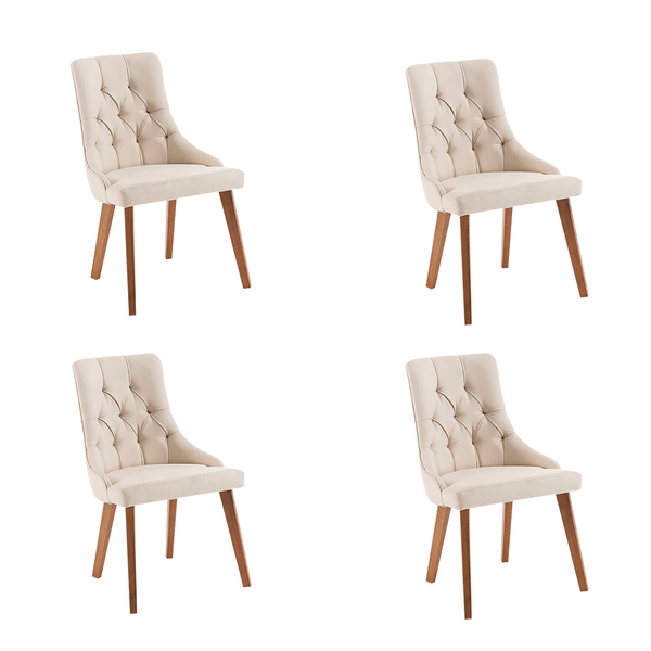 Kit 4 Cadeiras Decorativa Sala De Jantar Tower Linho Bege - G