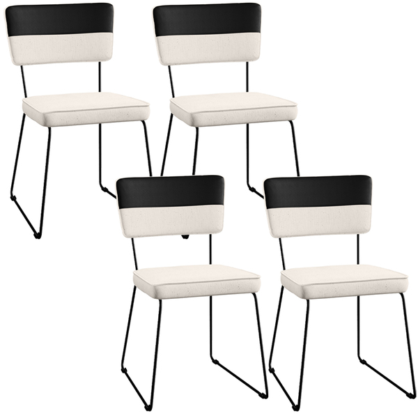 Kit 4 Cadeiras Decorativas Estofada Base De Aço Allana L02 Fa