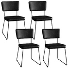 Kit 4 Cadeiras Decorativas Estofada Sala De Jantar Base Aço A