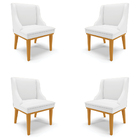 Kit 4 Cadeiras Decorativas Sala De Jantar Base Fixa De Madeir