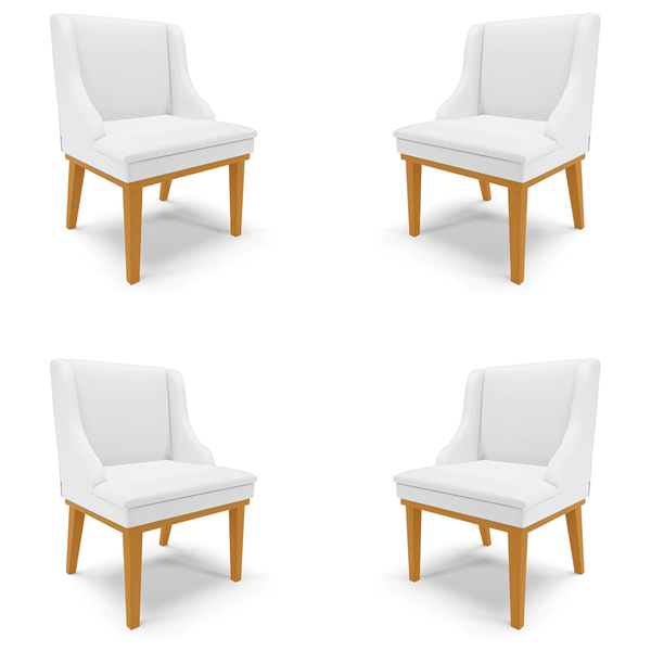 Kit 4 Cadeiras Decorativas Sala De Jantar Base Fixa De Madeir