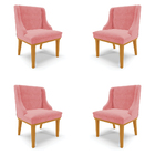 Kit 4 Cadeiras Decorativas Sala De Jantar Base Fixa De Madeir