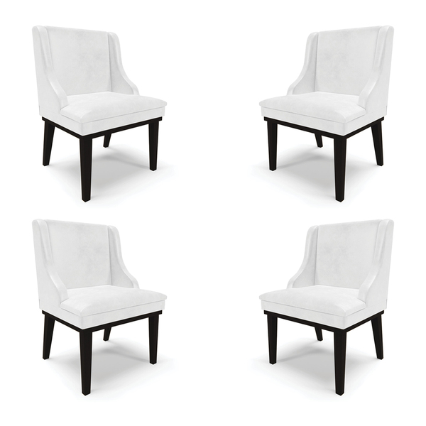 Kit 4 Cadeiras Decorativas Sala De Jantar Base Fixa De Madeir