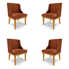 Kit 4 Cadeiras Decorativas Sala De Jantar Base Fixa De Madeir