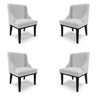 Kit 4 Cadeiras Decorativas Sala De Jantar Base Fixa De Madeir
