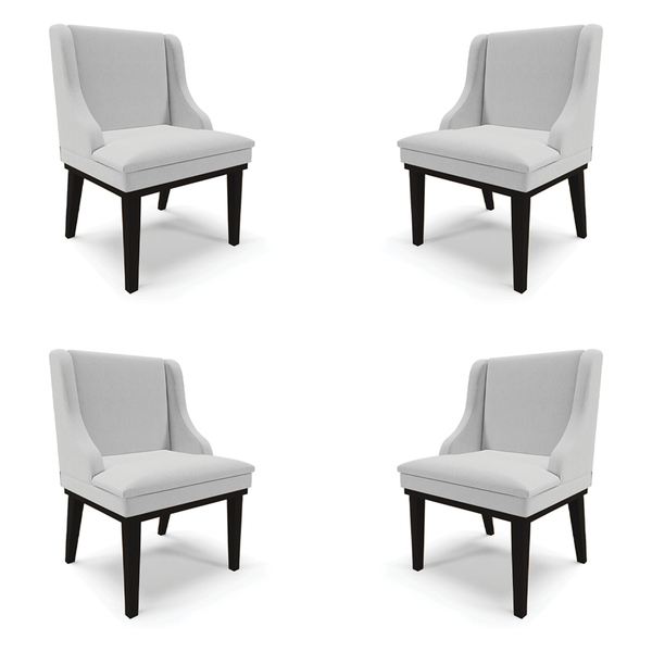 Kit 4 Cadeiras Decorativas Sala De Jantar Base Fixa De Madeir