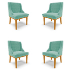 Kit 4 Cadeiras Decorativas Sala De Jantar Base Fixa De Madeir