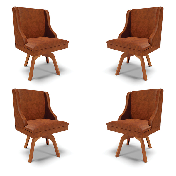 Kit 4 Cadeiras Decorativas Sala De Jantar Base Giratória De M