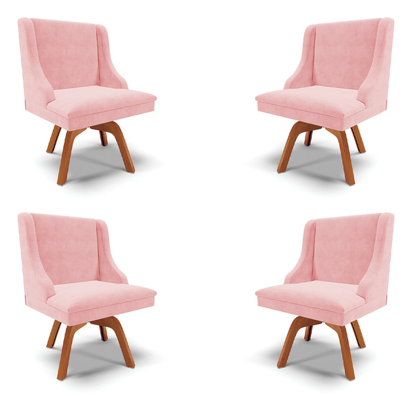 Kit 4 Cadeiras Decorativas Sala De Jantar Base Giratória De M