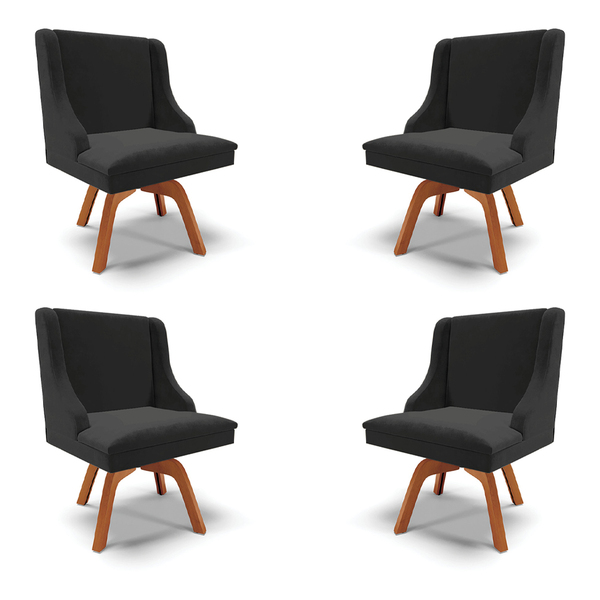 Kit 4 Cadeiras Decorativas Sala De Jantar Base Giratória De M