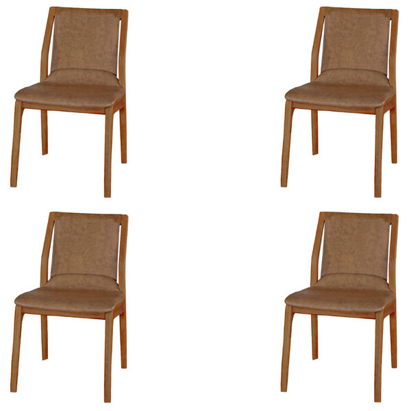 Kit 4 Cadeiras Decorativas Sala De Jantar Madeira Maciça Bruy