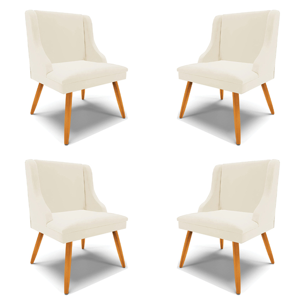 Kit 4 Cadeiras Decorativas Sala De Jantar Pés Palito De Madei