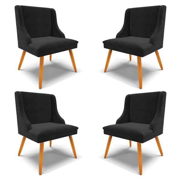 Kit 4 Cadeiras Decorativas Sala De Jantar Pés Palito De Madei