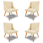 Kit 4 Cadeiras Decorativas Sala De Jantar Pés Palito De Madei