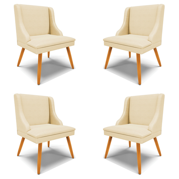 Kit 4 Cadeiras Decorativas Sala De Jantar Pés Palito De Madei