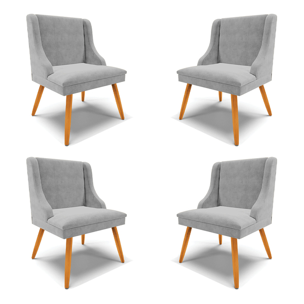 Kit 4 Cadeiras Decorativas Sala De Jantar Pés Palito De Madei