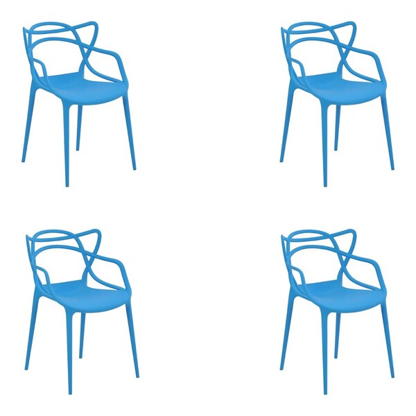 Kit 4 Cadeiras Decorativas Sala E Cozinha Feliti (pp) Azul G5