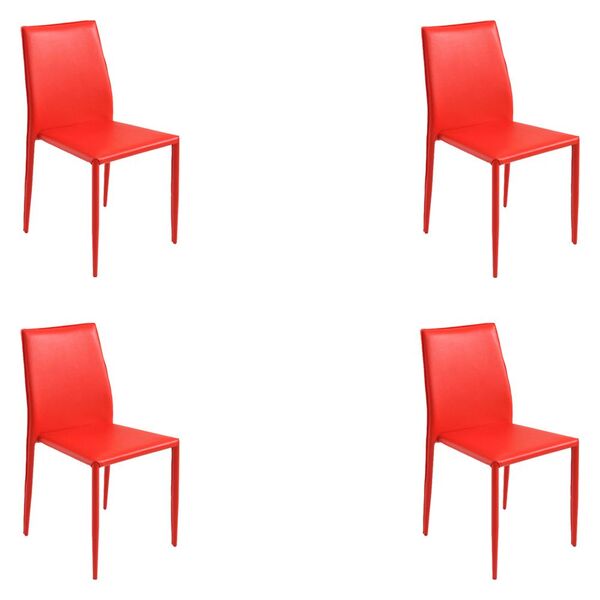 Kit 4 Cadeiras Decorativas Sala E Cozinha Karma Pvc Vermelha