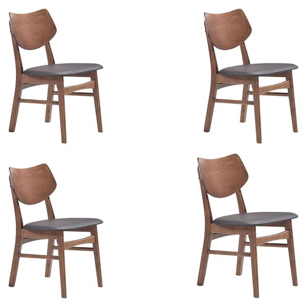 Kit 4 Cadeiras Decorativas Sala E Escritório Zion Madeira Nog