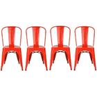 Kit 4 Cadeiras Design Tolix Metal Pelegrin Pel-1518 Cor Verme
