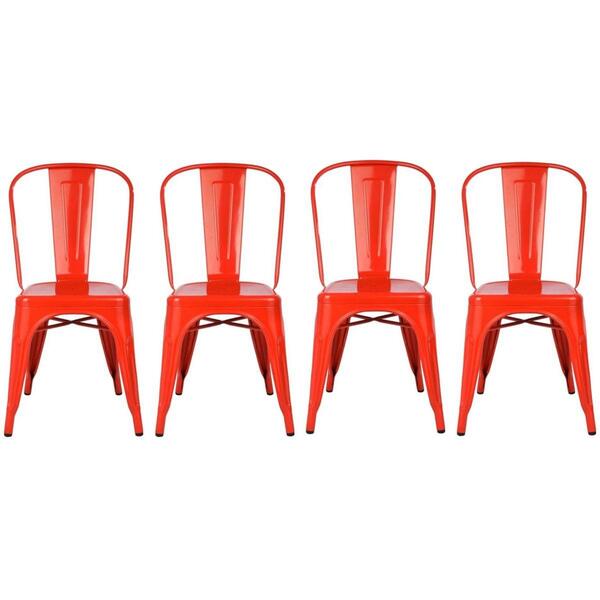 Kit 4 Cadeiras Design Tolix Metal Pelegrin Pel-1518 Cor Verme