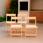 Kit 4 Cadeiras Dobráveis De Madeira Para Churrasqueira  Natur