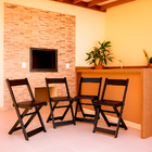 Kit 4 Cadeiras Dobráveis De Madeira Para Churrasqueira  Preto