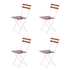 Kit 4 Cadeiras Dobrável Ferro Branco E Madeira Maciça Enverni